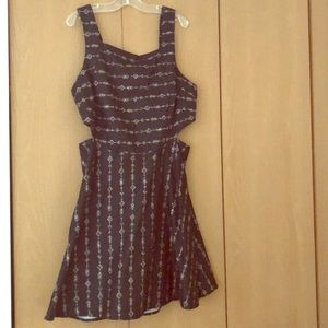 UO Ecote Black Tribal Cut Out Cotton Dress